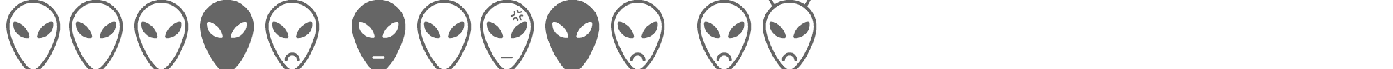 Sample characters Alien Faces ST Font